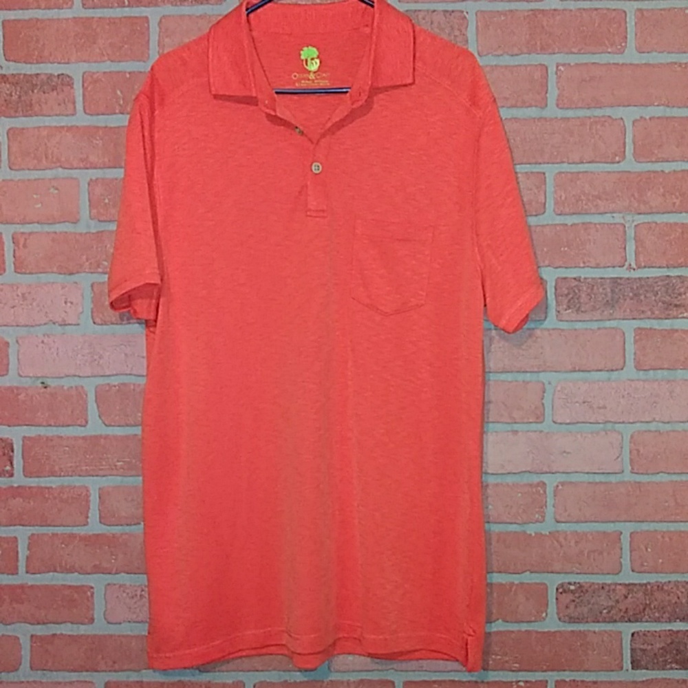 NWOT Ocean & Coast Orange polo pocket large shirt - Picture 3 of 4